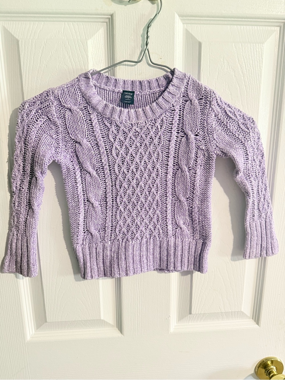 GAP Lavender Cable Knit Crewneck Sweater